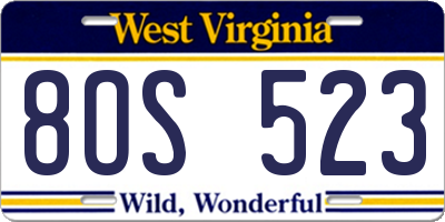 WV license plate 8OS523