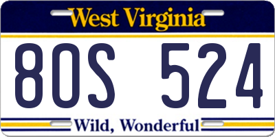 WV license plate 8OS524