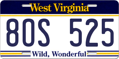 WV license plate 8OS525
