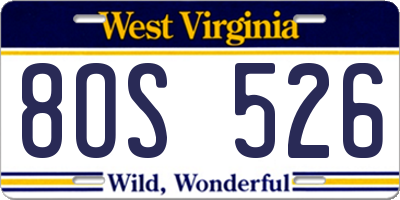 WV license plate 8OS526