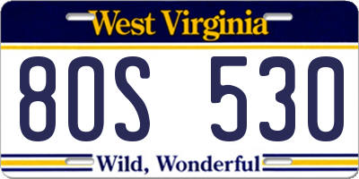 WV license plate 8OS530