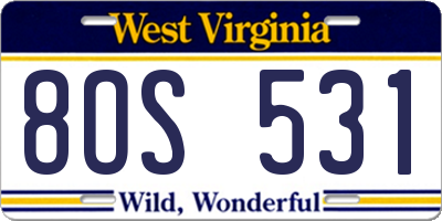 WV license plate 8OS531