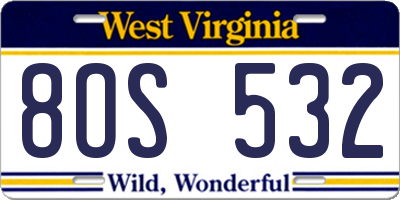WV license plate 8OS532