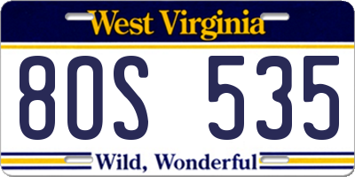 WV license plate 8OS535