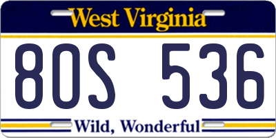 WV license plate 8OS536