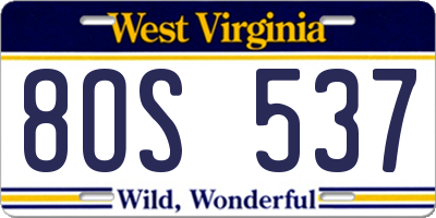 WV license plate 8OS537