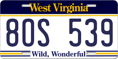 WV license plate 8OS539