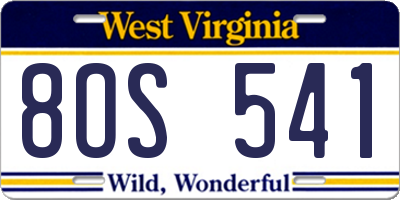 WV license plate 8OS541