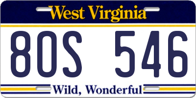 WV license plate 8OS546