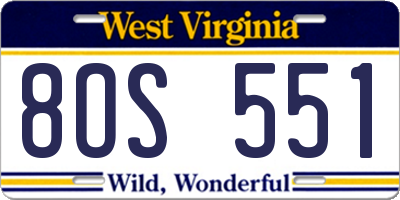 WV license plate 8OS551