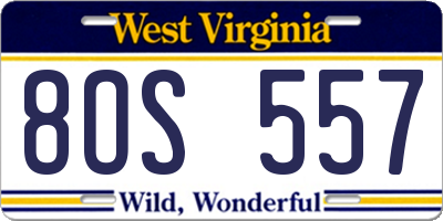 WV license plate 8OS557