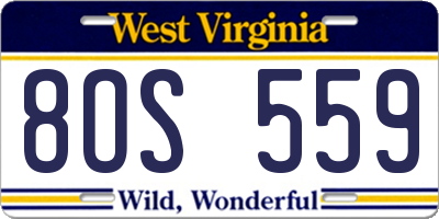 WV license plate 8OS559