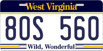 WV license plate 8OS560