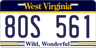 WV license plate 8OS561