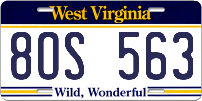WV license plate 8OS563