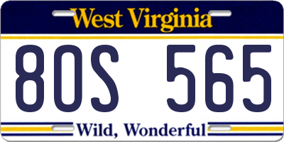 WV license plate 8OS565
