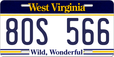 WV license plate 8OS566