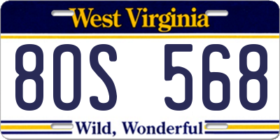 WV license plate 8OS568