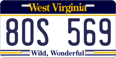WV license plate 8OS569