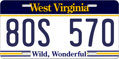 WV license plate 8OS570
