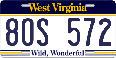 WV license plate 8OS572
