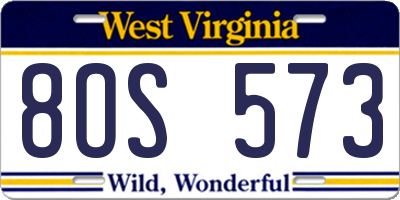WV license plate 8OS573