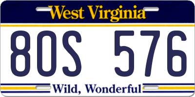 WV license plate 8OS576