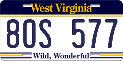 WV license plate 8OS577