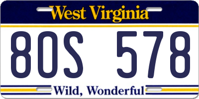 WV license plate 8OS578