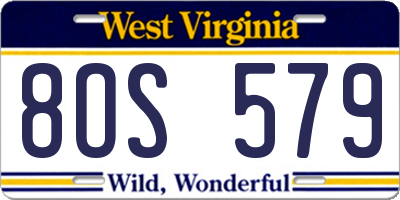 WV license plate 8OS579