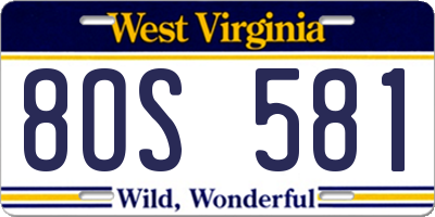 WV license plate 8OS581