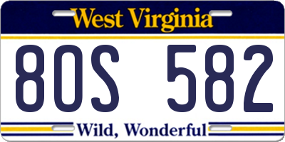 WV license plate 8OS582