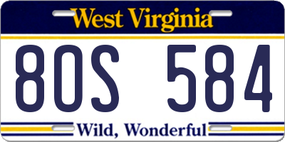WV license plate 8OS584