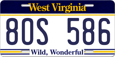WV license plate 8OS586
