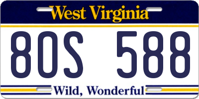 WV license plate 8OS588