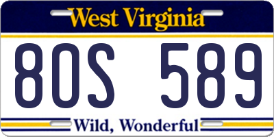 WV license plate 8OS589