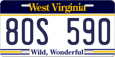 WV license plate 8OS590