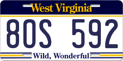 WV license plate 8OS592