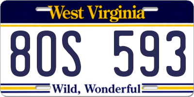 WV license plate 8OS593