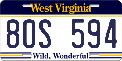 WV license plate 8OS594