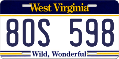 WV license plate 8OS598