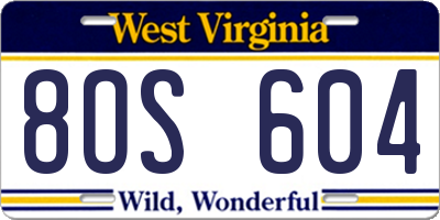 WV license plate 8OS604