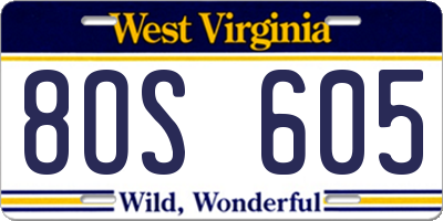 WV license plate 8OS605
