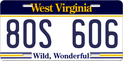 WV license plate 8OS606