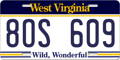 WV license plate 8OS609