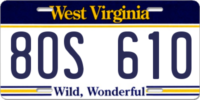 WV license plate 8OS610