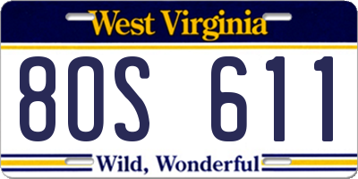 WV license plate 8OS611