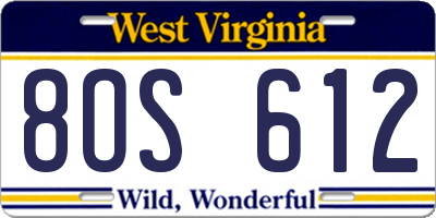 WV license plate 8OS612
