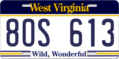 WV license plate 8OS613