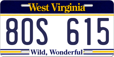 WV license plate 8OS615